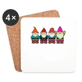4 Gartenzwerge - Untersetzer (4er-Set) - Weiß - Vorne