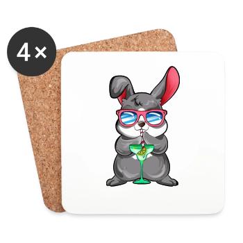 Comic Hase genießt einen Cocktail - Untersetzer (4er-Set) - Weiß - Vorne