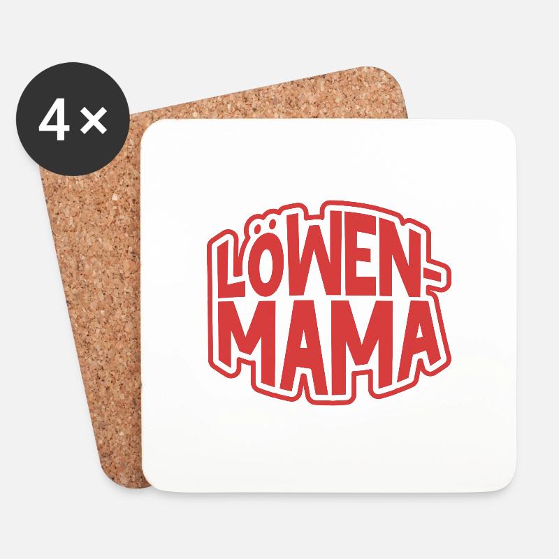 Löwenmama - Untersetzer (4er-Set) - Weiß