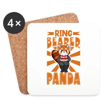 Le panda roux porte les alliances - porteur de bague - Dessous de verre (lot de 4) - blanc - Devant