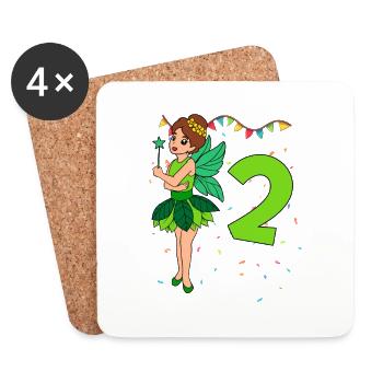 Mit Fee - Mädchen Geburtstag 2 Jahre - Untersetzer (4er-Set) - Weiß - Vorne