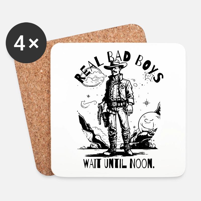 Echte harte Cowboys warten bis zum Mittag - Untersetzer (4er-Set) - Weiß