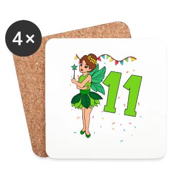 Mit Fee - Mädchen Geburtstag 11 Jahre - Untersetzer (4er-Set) - Weiß - Vorne