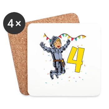 Avec Ritter - Jungs Geburtstag 4 Jahre - Dessous de verre (lot de 4) - blanc - Devant
