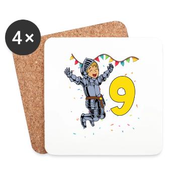 With Ritter - Jungs Birthday 9 years - Coasters (set of 4) - white - Front