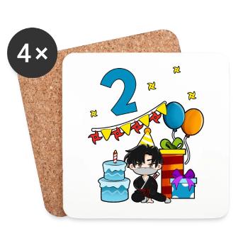 Avec Ninja - Anniversaire des garçons 2 ans - Dessous de verre (lot de 4) - blanc - Devant