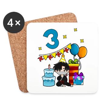 With Ninja - Boys Birthday 3 Years - Coasters (set of 4) - white - Front