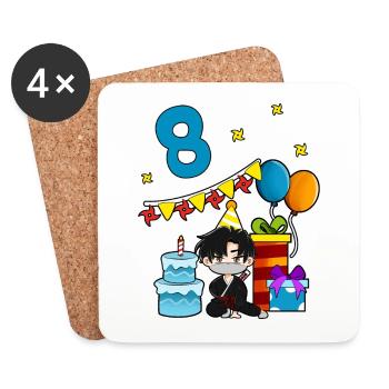 Avec Ninja - Anniversaire des garçons 8 ans - Dessous de verre (lot de 4) - blanc - Devant