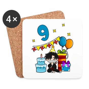 Avec Ninja - Anniversaire des garçons 9 ans - Dessous de verre (lot de 4) - blanc - Devant
