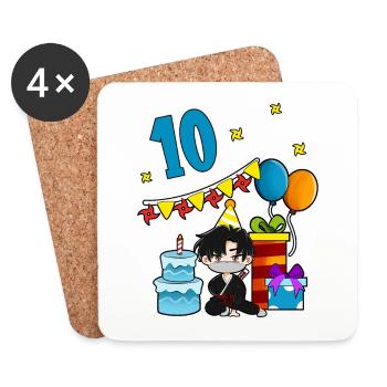 Mit Ninja - Jungs Geburtstag 10 Jahre - Untersetzer (4er-Set) - Weiß - Vorne