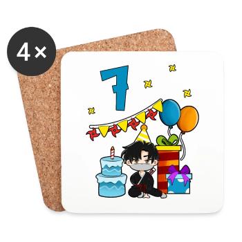 With Ninja - Boys Birthday 7 Years - Coasters (set of 4) - white - Front