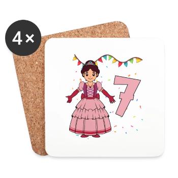 With Princess - Girl Birthday 7 Years - Coasters (set of 4) - white - Front