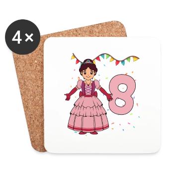 With Princess - Girl Birthday 8 Years - Coasters (set of 4) - white - Front