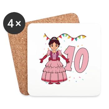 Mit Prinzessin - Mädchen Geburtstag 10 Jahre - Untersetzer (4er-Set) - Weiß - Vorne
