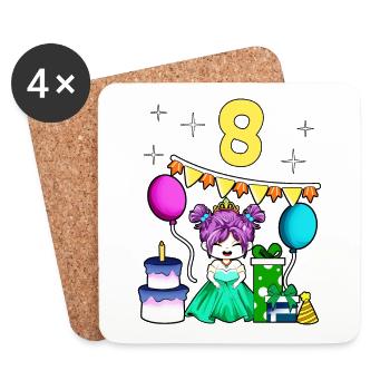 With Princess - Girl Birthday 8 Years - Coasters (set of 4) - white - Front
