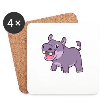 Kawaii Hippopotamus - Coasters (set of 4) - white - Front