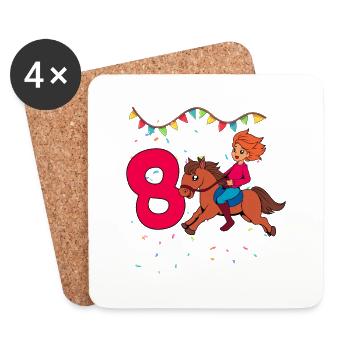 With Horse - Girl Birthday 8 Years - Coasters (set of 4) - white - Front