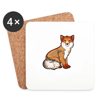Drawing of a Tibetan fox - Coasters (set of 4) - white - Front