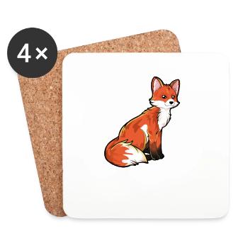 Zeichnung eines Rotfuchs - Untersetzer (4er-Set) - Weiß - Vorne