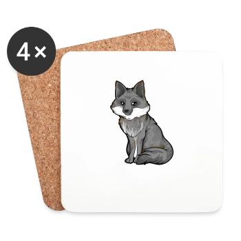 Drawing of a gray fox - Coasters (set of 4) - white - Front