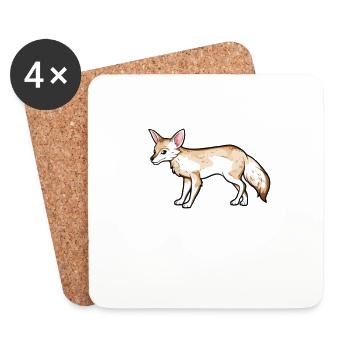 Drawing of a pale fox - Coasters (set of 4) - white - Front