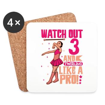 I'm 3 - Girl Twirling - Coasters (set of 4) - white - Front