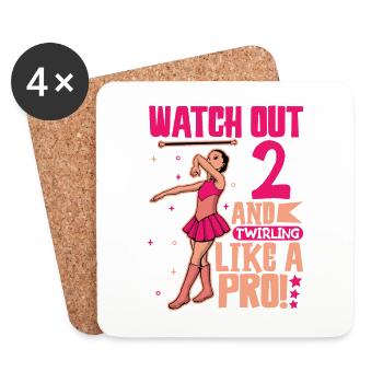 I'm 2 - Girl Twirling - Coasters (set of 4) - white - Front