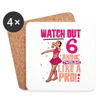 I'm 6 - Girl Twirling - Coasters (set of 4) - white - Front