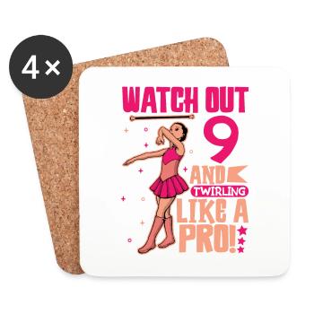 I'm 9 - Girl Twirling - Coasters (set of 4) - white - Front