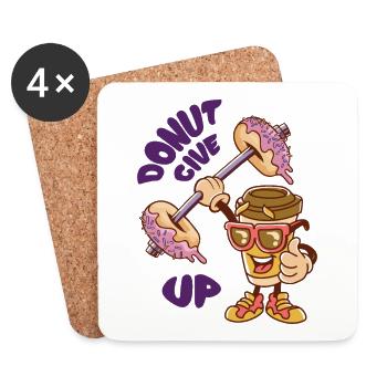 Lustige Kaffeetasse Gewichtheben Donut Hanteln - Untersetzer (4er-Set) - Weiß - Vorne
