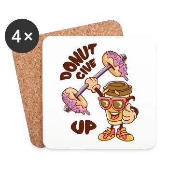 Lustige Kaffeetasse Gewichtheben Donut Hanteln - Untersetzer (4er-Set) - Weiß - Vorne