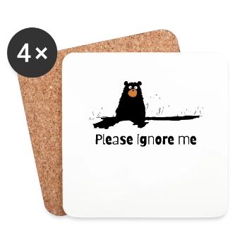 « S’il vous plaît, ignorez-moi » : un ours mignon - Dessous de verre (lot de 4) - blanc - Devant