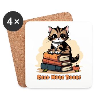Süße Katze mit Buch, lest mehr Bücher - Untersetzer (4er-Set) - Weiß - Vorne
