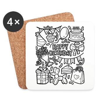 Happy Birthday! Birthday - Coasters (set of 4) - white - Front