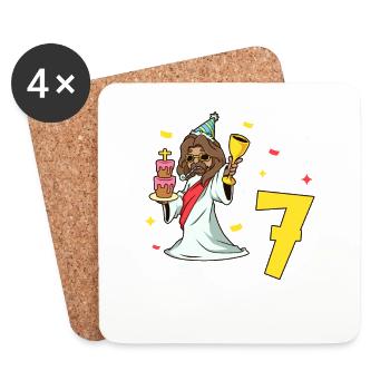Avec Jésus - Anniversaire des enfants 7 ans - Dessous de verre (lot de 4) - blanc - Devant