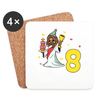 With Jesus - Children's Birthday 8 Years - Coasters (set of 4) - white - Front