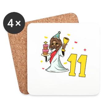 Avec Jésus - Anniversaire des enfants 11 ans - Dessous de verre (lot de 4) - blanc - Devant