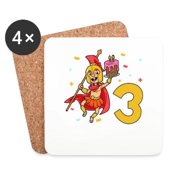 With Spartans - Children's Birthday 3 Years - Coasters (set of 4) - white - Front