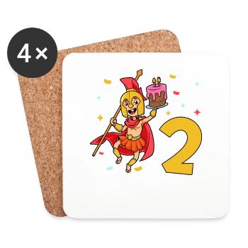 With Spartan - Children's Birthday 2 Years - Coasters (set of 4) - white - Front