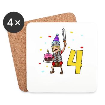 Avec Centurio - Anniversaire des enfants 4 ans - Dessous de verre (lot de 4) - blanc - Devant