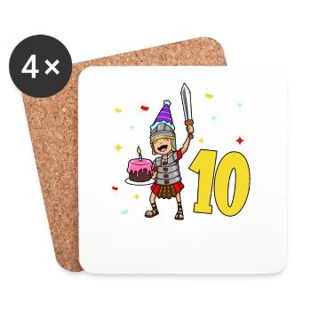 Avec Centurio - Anniversaire des enfants 10 ans - Dessous de verre (lot de 4) - blanc - Devant