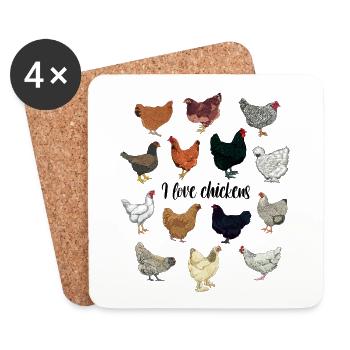 I love chickens - Coasters (set of 4) - white - Front