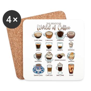Le monde délicieux du café - Dessous de verre (lot de 4) - blanc - Devant
