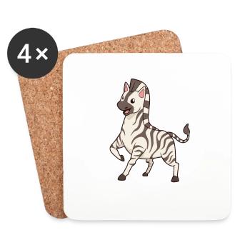 Zèbre Kawaii - Dessous de verre (lot de 4) - blanc - Devant