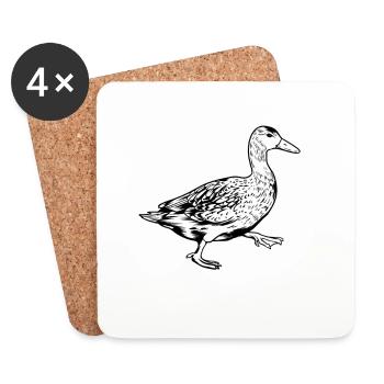 Dessin noir et blanc - Canard - Dessous de verre (lot de 4) - blanc - Devant