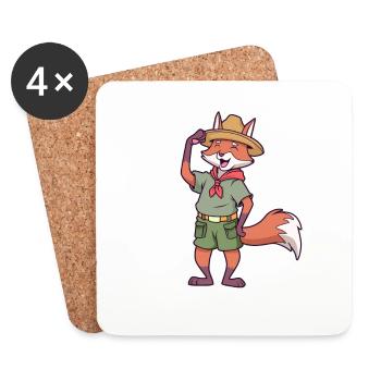 Cartoon Fuchs ist Pfadfinder - Untersetzer (4er-Set) - Weiß - Vorne