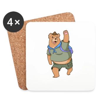 L’ours de dessin animé est un scout - Dessous de verre (lot de 4) - blanc - Devant