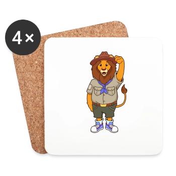 Cartoon Lion is Boy Scout - Coasters (set of 4) - white - Front