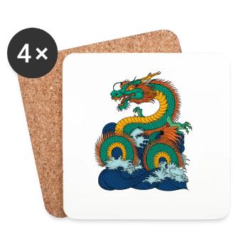 Le dieu japonais de la mer Ryujin - Dessous de verre (lot de 4) - blanc - Devant