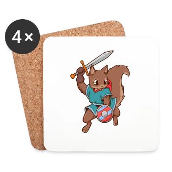 RPG Character - Fighter - Squirrel - Coasters (set of 4) - white - Front